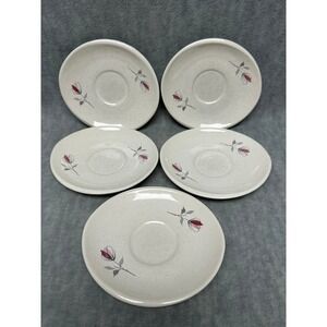 Franciscan Duet Rose Saucer Set 5pc 6in Cream Speckled Pinkl MCM Replacement